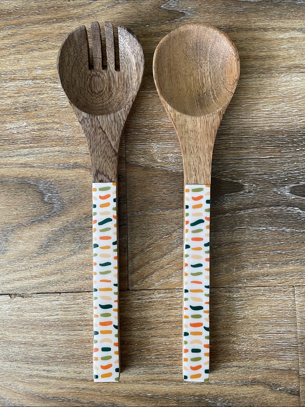 Coton Colors by Laura Johnson Feathered Wood Salad Set